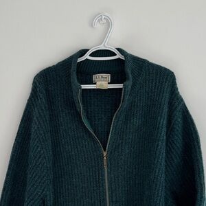 Vintage L.L.Bean Wool Alpaca Sweater Made in USA Chunky Knit Forest Green Mens L
